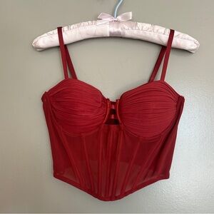 Windsor Red Mesh Bustier Crop Top